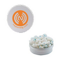 Large White Snap Top Round Tin Filled w/ Sugar Free Gum